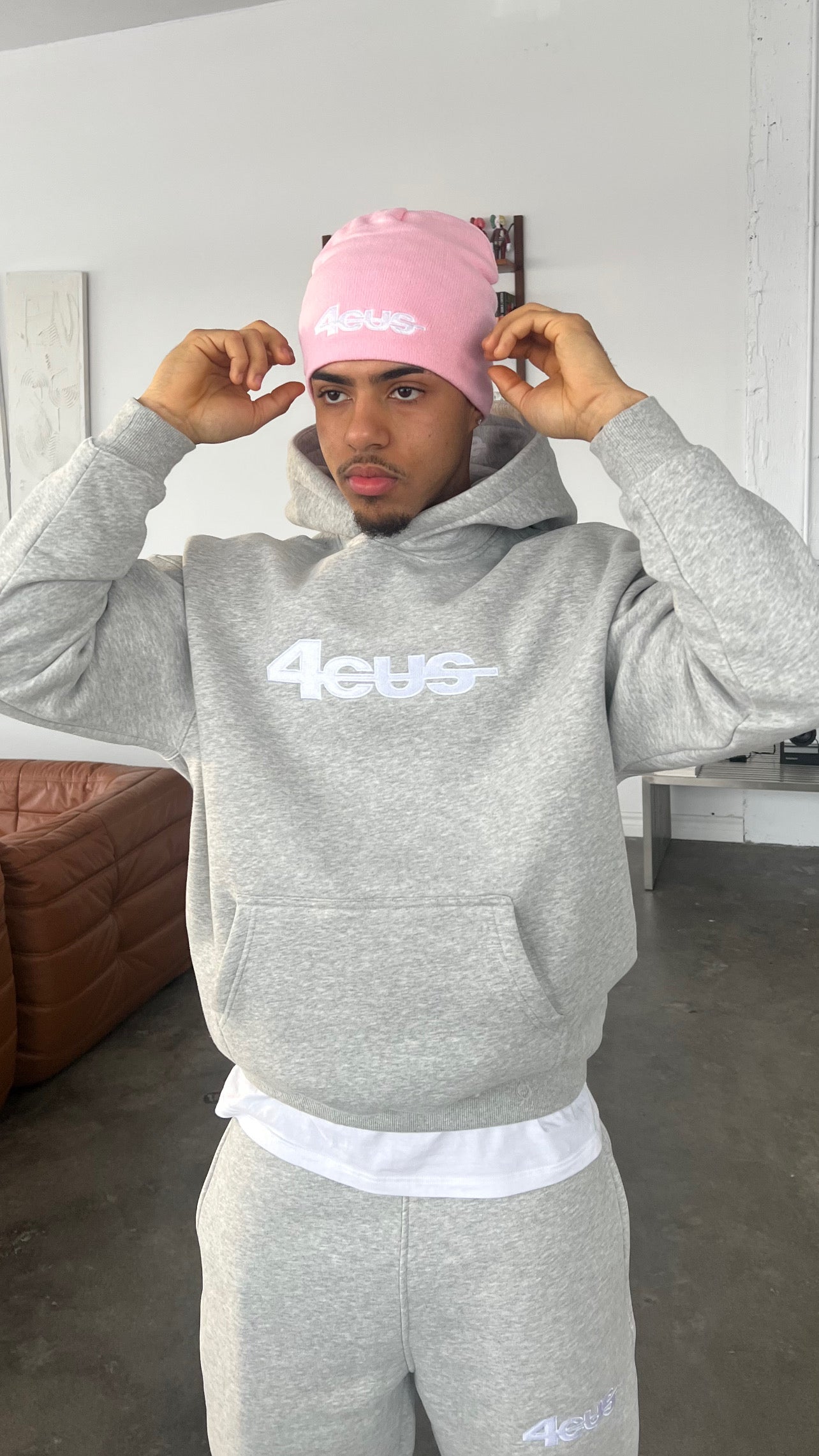 Wide Leg Hoodie - Light Grey
