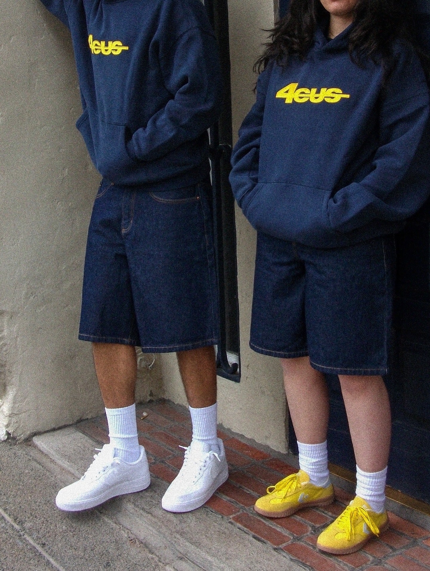 Wide Leg Hoodie - Yellow Navy