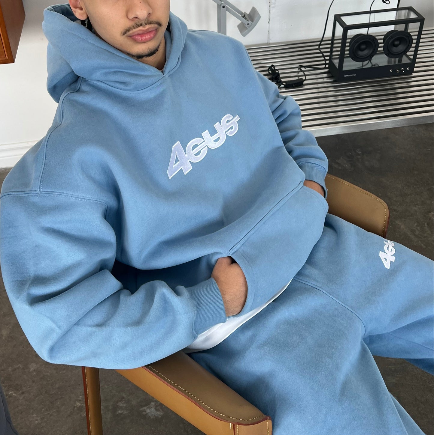 Wide Leg Hoodie - Baby Blue