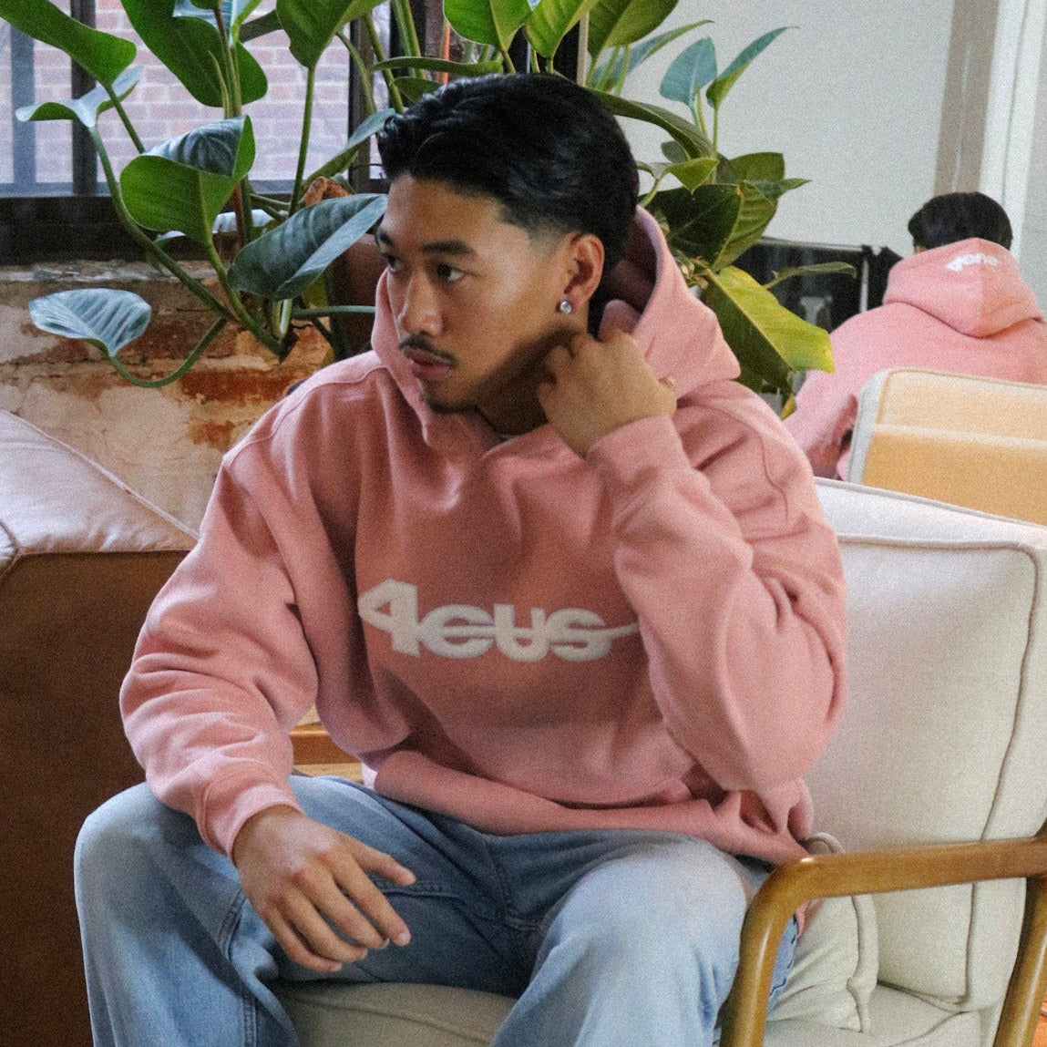 Chenille Patch Hoodie - Peach