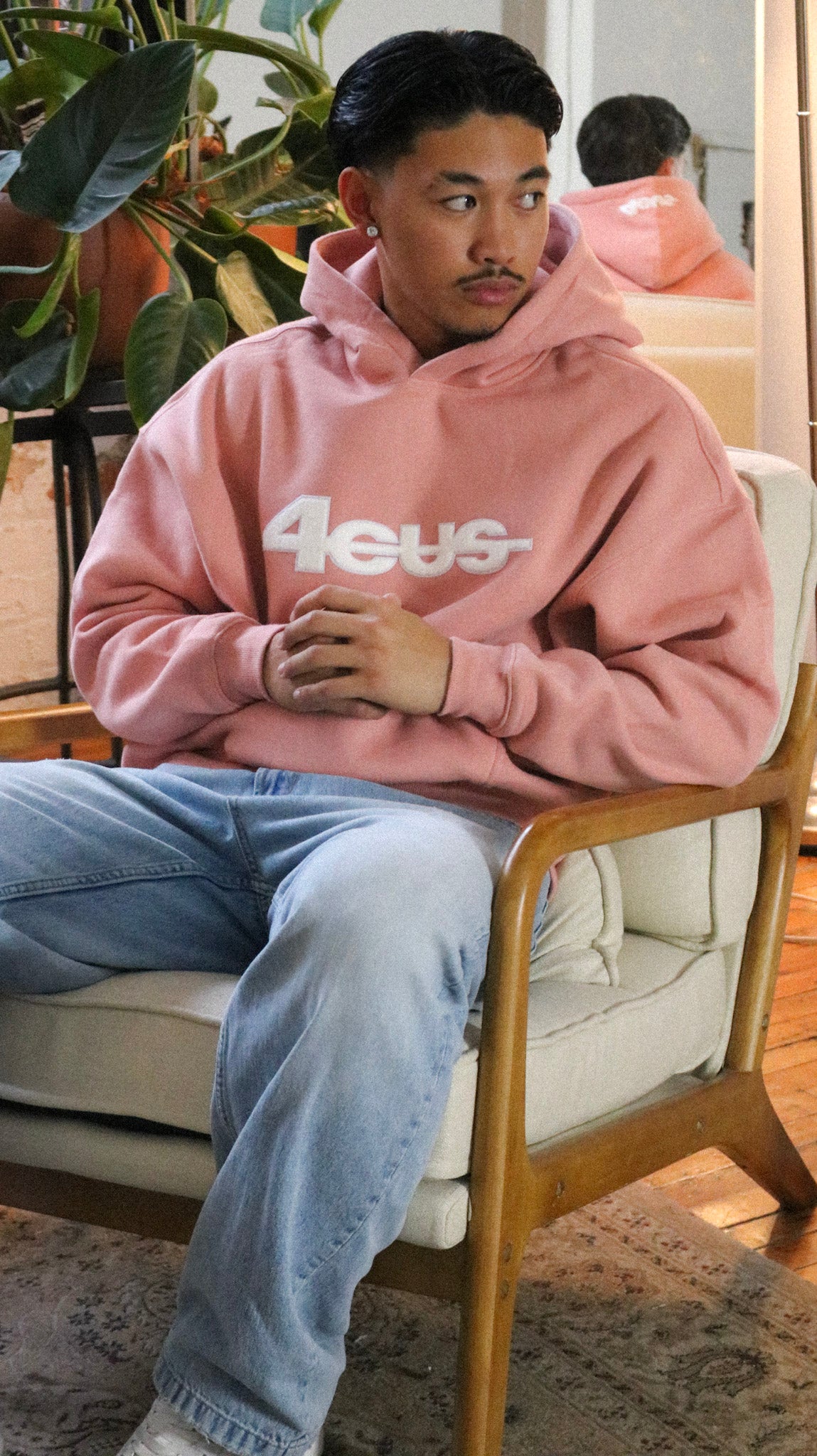 Chenille Patch Hoodie - Peach