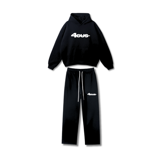 Wide Leg Tracksuit - Black