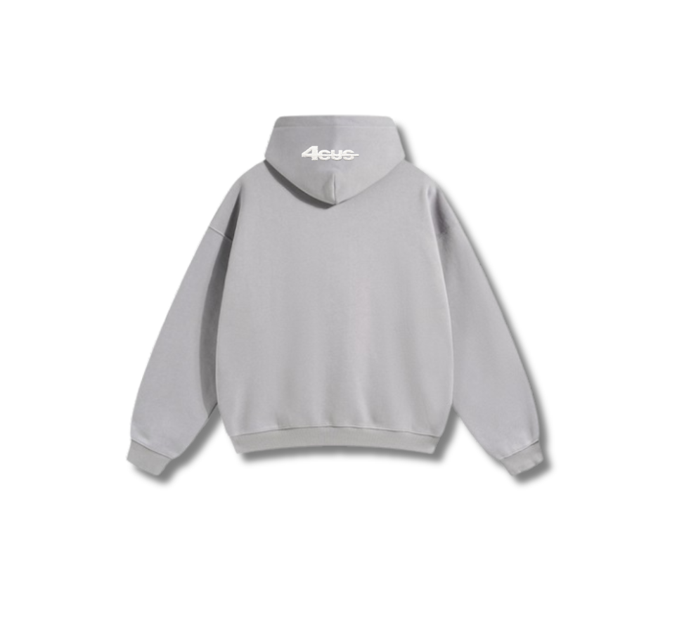 Chenille Patch Hoodie - Silver