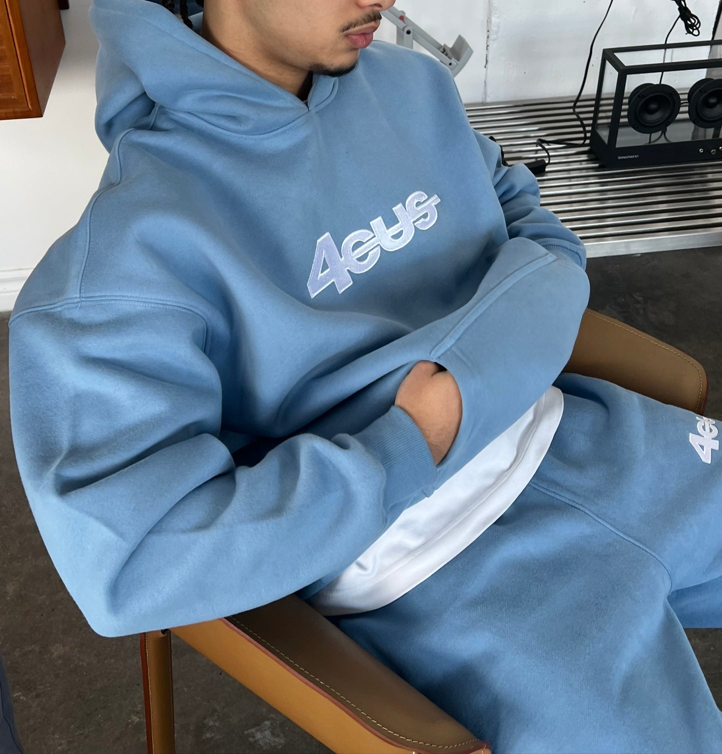 Wide Leg Hoodie - Baby Blue